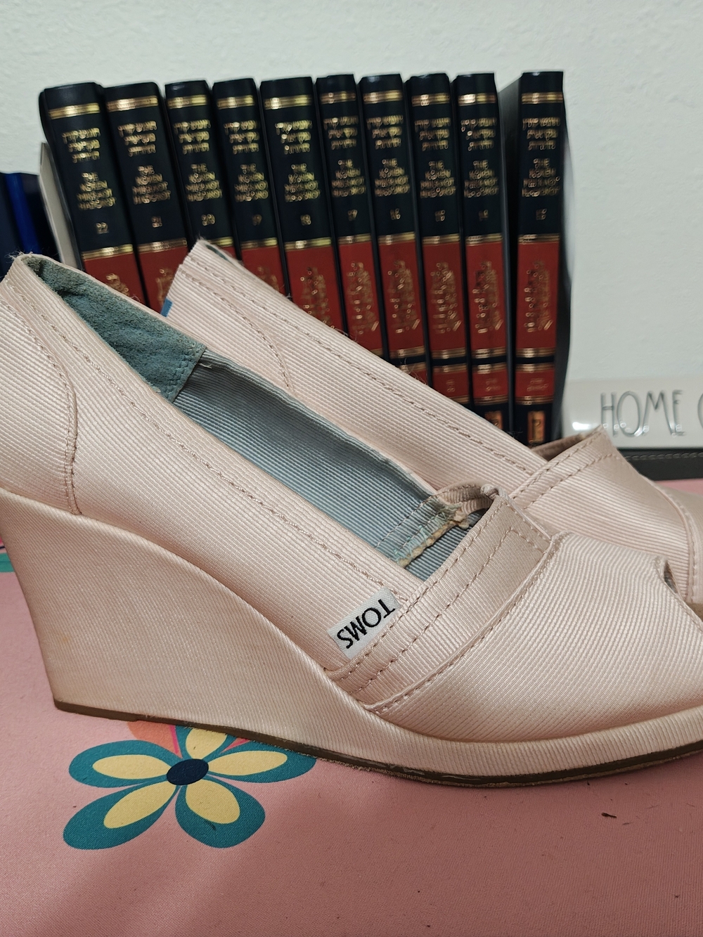 TOMS Women's Pink Wedge Espadrille Slip-On Shoes Size 8W